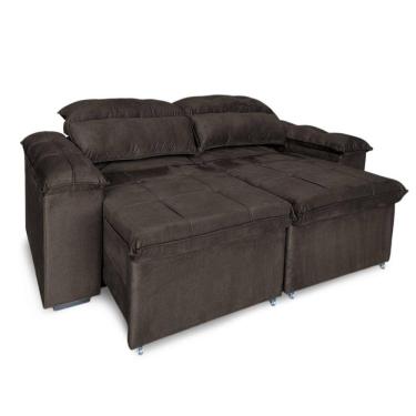 Imagem de Sofá Retrátil E Reclinável 3 Lugares Verona 2,00m - élpis Móveis Veludo Marrom