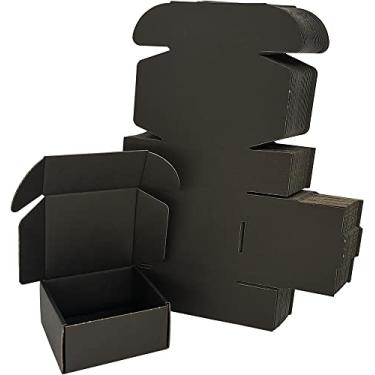 Imagem de Rnisda Caixas Pequenas Para Remessa 4X4X2'', Pacote Com 25, Envelopes De Papelão Ondulado Preto Correspondência Literatura, Suprimentos Embalagem Comercial (Bk442-25)