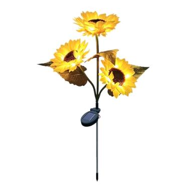 Imagem de Solar Sunflower Light Outdoor à prova d'água 24 LEDS A quente luz decorativa de flores para o pátio de jardim ABS Aço inoxidável 28.74in