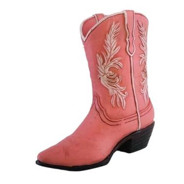 Imagem de Generic Vaso de resina para flores, vaso de flores, bota de cowboy, enfeite para entrada, café, banheiro, decoração de casa, presentes de aniversário, Rosa