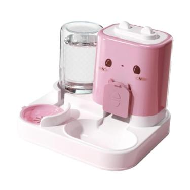 Imagem de Fenteer Alimentador automático 2 em 1 para animais de estimação, tigela de alimentação removível para gatos e filhotes, Rosa