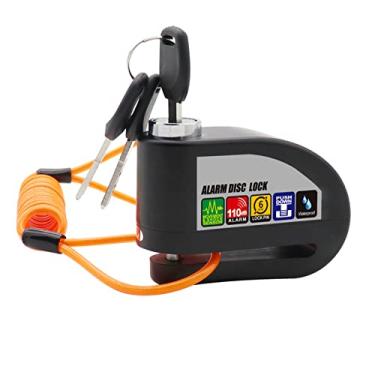 Imagem de Chusui Alarme Bloqueio de Disco Roda Bloqueio de Freio a Disco Até 110db Alarme Som à Prova D' Água Guarda Anti-roubo Sensor de Choque Rotores de Freio Universal Ajustável Cadeado para Motocicletas,