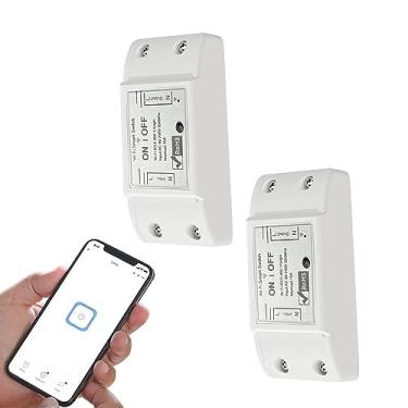 Imagem de Bkiyougo Interruptor inteligente sem fio 10A, interruptor de luz Wi-Fi compatível com Alexa, Google Home e SmartThings, certificado FCC, sem necessidade de hub, suporte para módulo DIY (pacote com 2)