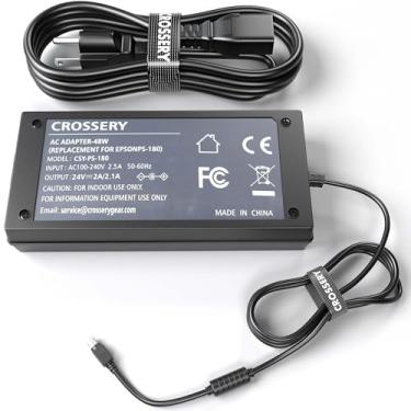 Imagem de Crossery Adaptador De Energia Ca De 24 V Para Impressora Epson, Fonte De Alimentação Confiável Com Conector De 3 Pinos Compatível Com Os Modelos Epson Ps 180, Ps-170, Ps-150, Psa242, M159A E B, M235