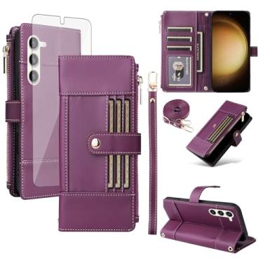 Imagem de Asuwish Capa de celular para Samsung Galaxy S23 Plus S23+ 5G Capa carteira celular com protetor de tela com bloqueio de RFID, alça transversal flip para cartão S23plus 23S + S 23 23+ SM-S916U 16.8 cm