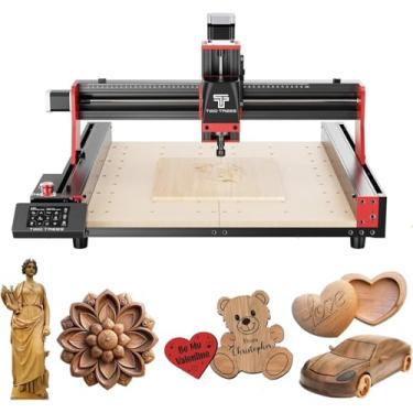 Imagem de Twotrees TTC450 Pro CNC Máquina Roteadora, Gravador a Laser em 3 Eixos Atualizada, Motor de Fuso de 80W, para Corte de Madeira, Acrílico, MDF e Nylon, Área de Trabalho 460 x 460 x 80 mm