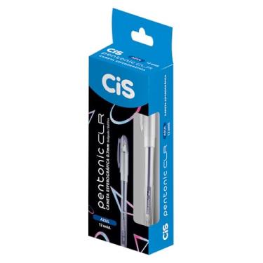 Imagem de Caneta Esferográfica 0.7mm PENTONIC CLR, Corpo Transparente e Design Moderno, Azul, Caixa com 12 unidades