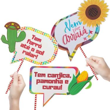 Imagem de Kit 6 Plaquinhas 3D Decorativas Temáticas De Festa Junina