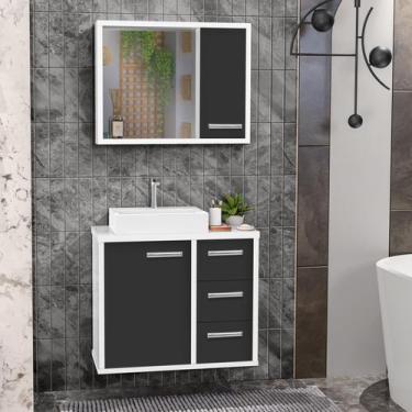 Imagem de Gabinete para Banheiro com Cuba e Espelho Turin 60 Branco / Preto - Ca
