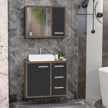 Imagem de Gabinete para Banheiro com Cuba e Espelho Turin 60 Avelato / Preto - C