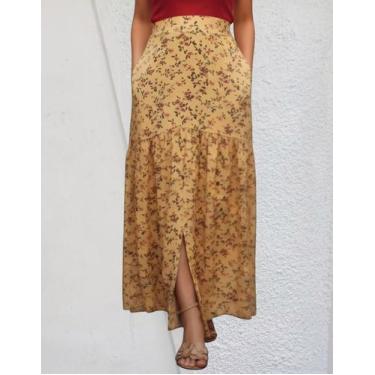 Imagem de Saia Longa Em Viscolinho Fenda Na Frente E Bolsos Invisiveis - Katyani