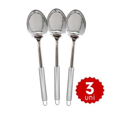 Imagem de Kit 5 Colheres de Servir Grande Longa 100% Inox Premium Reforçada Idea