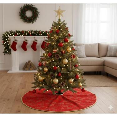 Imagem de Saia Vermelha Veludo Tapete De Árvore De Natal Tecido 60cm - Wincy