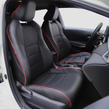 Imagem de HKZ Capas de assento cruzadas Corolla de ajuste personalizado para Toyota Corolla Cross 2021-2024 (preto com acabamento vermelho, 2023 2024 S, SE, XSE Hybrid-Only)
