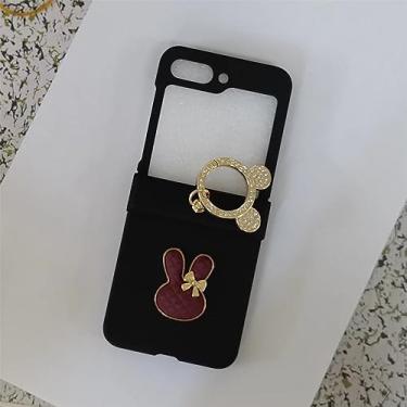 Imagem de Coelho coelho glitter urso anel sólido branco caso para samsung galaxy z flip 3 4 5g z flip5 flip4 zflip5 capa traseira, m, para z flip 3