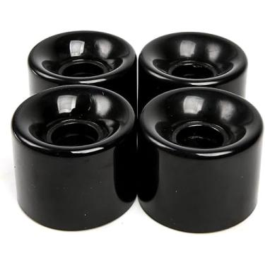 Imagem de Rodas Longboard com rolamentos e espaçadores ABEC-9 78A, rodas de cruzador macias para skates, rodas de skate PU (pacote com 4) (preto)