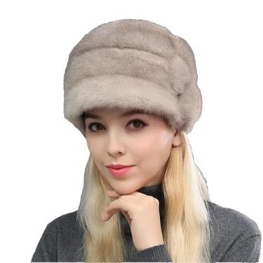 Imagem de Chapéu térmico feminino de inverno de cor sólida de pele grossa chapéu térmico para uso externo fofo macio para evitar pelo frio chapéu cinza G