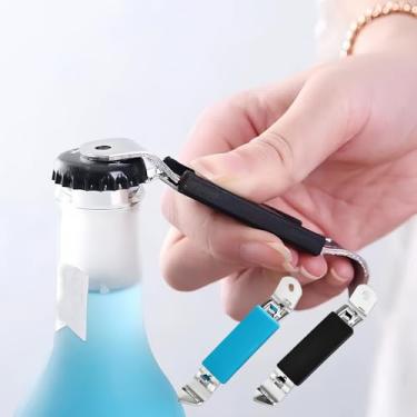 Imagem de 2 abridores de latas espessos com ímã (preto e azul)