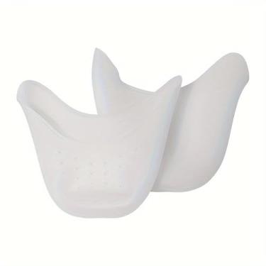Imagem de 1 par de protetores de silicone para os dedos dos pés, manga respirável reutilizável com orifícios de ventilação para caminhada, prevenção de bolhas de sapato, uso diário, branco