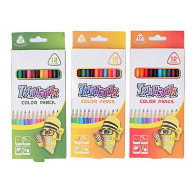 Imagem de 36pcs Lápis de cor 12 cores por pacote Cobertura brilhante Suporte de caneta triangular Material de choupo Lápis de desenho