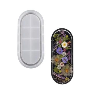 Imagem de Molde oval para bandeja rolante, moldes grandes de silicone com bordas, molde de bandeja de porta-copos de silicone para suporte de joias, concreto, suporte de vela, decoração de casa