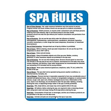 Imagem de Placa de metal vertical de alumínio, vários tamanhos, regras e regulamentos de spa, leia siga para segurança e natação em toda a rua à prova de intempéries 45 x 61 cm