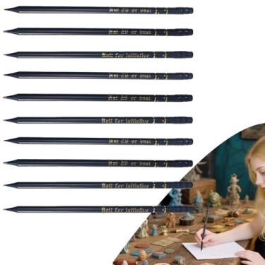 Imagem de TCGADVN Conjunto de 10 lápis DND, presentes DND, folha dourada estampada com slogans RPG e números de dados, lápis de mesa para jogos com borracha, ferramentas essenciais, acessórios e presentes para