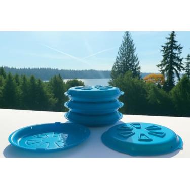 Imagem de Placa/tampa de plástico empilhável à beira da piscina (pacote com 8) - livre de BPA, lavável na lava-louças, seguro para contato com alimentos (azul-petróleo)