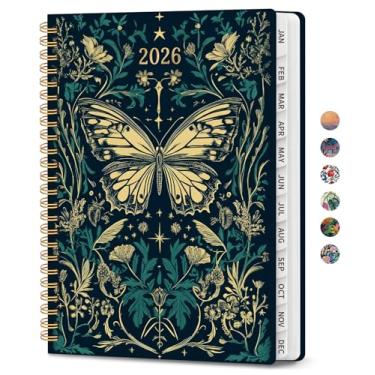 Imagem de Agenda 2026, agenda de planejamento semanal e mensal para mulheres, janeiro de 2026 a dezembro de 2026, livro de agenda de planejamento de capa dura com abas, encadernação em espiral, bolso interno