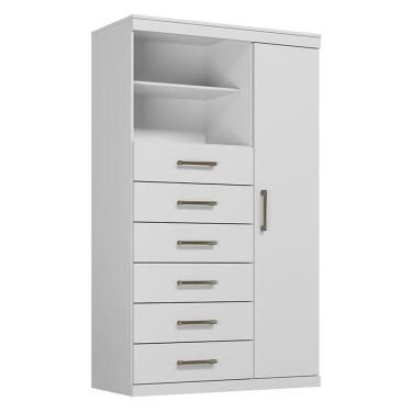 Imagem de Comoda 1 Porta 6 Gavetas Marabá Branco Brilho - Santos Andirá
