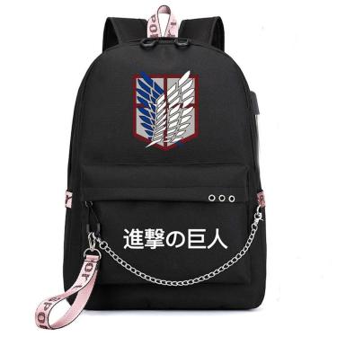 Imagem de Mochila escolar Attack On Titan Anime para crianças de poliéster