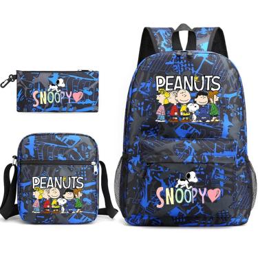 Imagem de Conjunto de mochilas Snoopy Cartoon Kids School Nylon 3 unidades