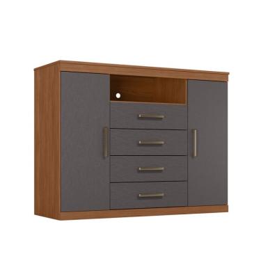 Imagem de Cômoda Master 2 Portas 4 Gavetas Jabotá e Grafite