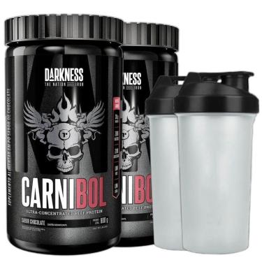 Imagem de Kit 2 Carnibol Isolado Chocolate 900g +2 Coqueteleira Darknes-Unissex