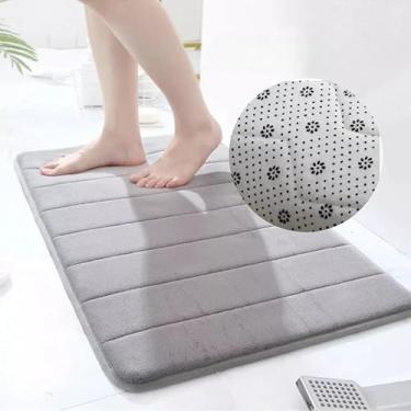 Imagem de Tapete de Banheiro Super Soft Antiderrapante | Absorvente e Secagem Rápida | Conforto Térmico(LISTRAS CINZA)