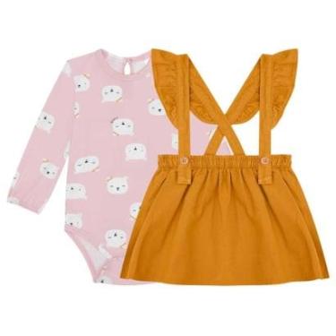 Imagem de Body Salopete Bebê Menina Rosa Estampado/Amarelo Kukiê-Feminino