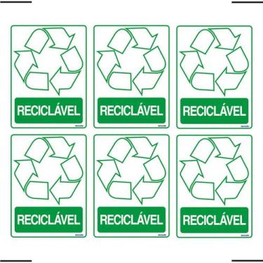 Imagem de Combo 6 Adesivos De Sinalização Lixo Reciclável 15x20 Ekomunike - S-24