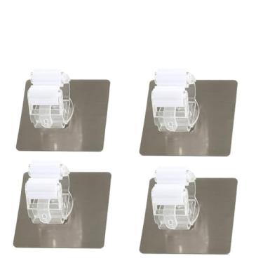 Imagem de NevStp Ganchos multiuso suporte de esfregão montado na parede organizador de esfregão gancho de vassoura gancho de banheiro impermeável gancho de parede autoadesivo 4 peças, A 4 peças branco