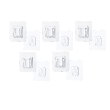 Imagem de NevStp 1-10 peças ganchos autoadesivos fortes de aço inoxidável transparente cabide de armazenamento de chaves para cozinha, banheiro, porta, parede, multifuncional, zm, 10 peças