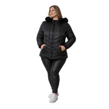 Imagem de Jaqueta Bobojaco Revestida Feminina C/Capuz Plus Size Preto-Feminino