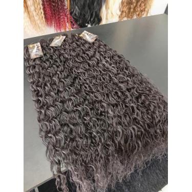 Imagem de Cabelo Liso Semi Humano 60cm Preto Fibra Russa na Tela Europeu - Mega 