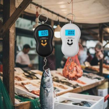 Imagem de Balança Digital com Gancho Metal Portátil Mão Bolsa Mala Viagens Peixe