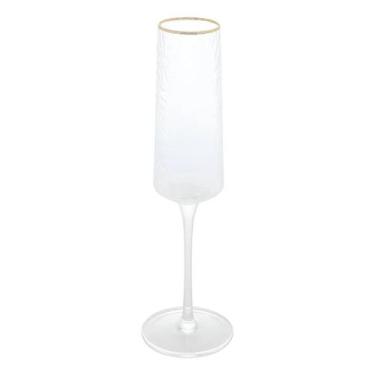Imagem de Taca de Champagne de Cristal Ecologico Martelado com Fio de Ouro Petra