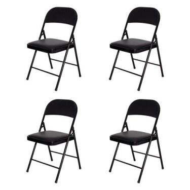 Imagem de Kit 4 Cadeiras Dobrável De Bar Restaurante De Ferro Aço Assento Almofa
