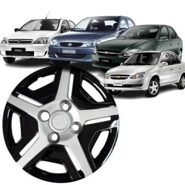 Imagem de 1 Calota Modelo Corsa Classic Aro 13 Preto/Prata Cubo Baixo Parafuso G