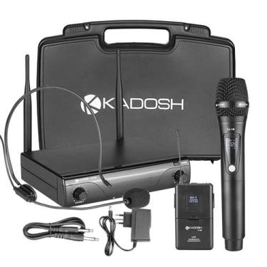 Imagem de 2 Microfone Sem Fio Uhf K412c C/ Bodypack Receptor 2 Antenas - KADOSH