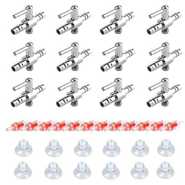 Imagem de GDQLCNXB Divisor de bomba de ar de aquário de 12 peças, linhas de mangueira padrão de 3/16", distribuidor unidirecional de válvula de controle de fluxo de ar para tanque de peixes