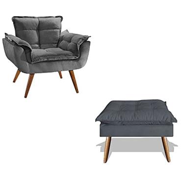 Imagem de Poltrona + Puff Linda Platinum Decor Grafite