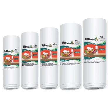 Imagem de Kit 5 Rolos 12/15/20/25/28X500 Sacos Ranhura Seladoras Vácuo