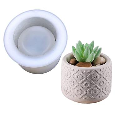 Imagem de Anktily - Molde de Silicone para Vaso de Flores Redondo de Concreto - Tamanho (DIAxH): 11x8,1 cm - Peso: 140g